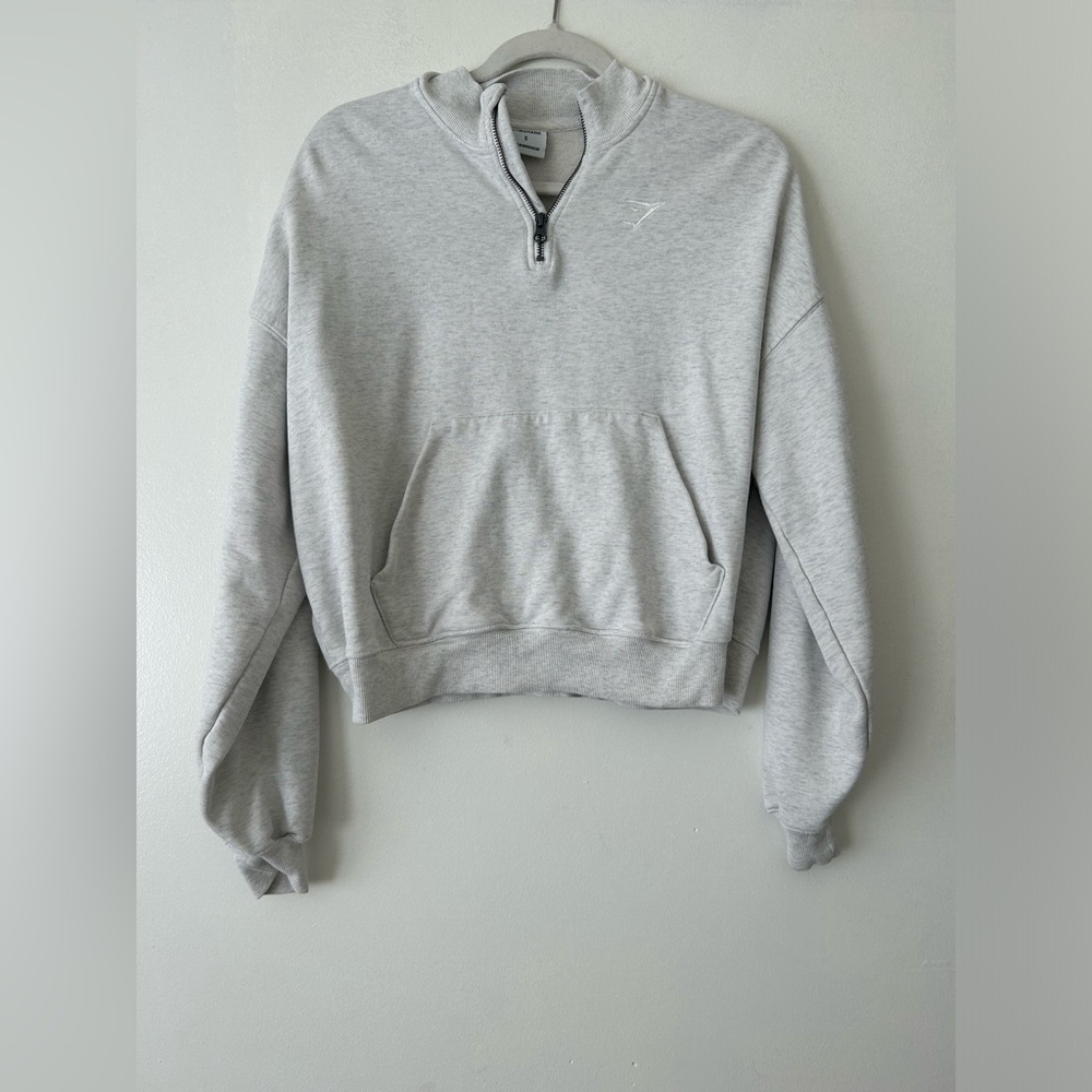 Heather grey Gymshark quarter zip pullover